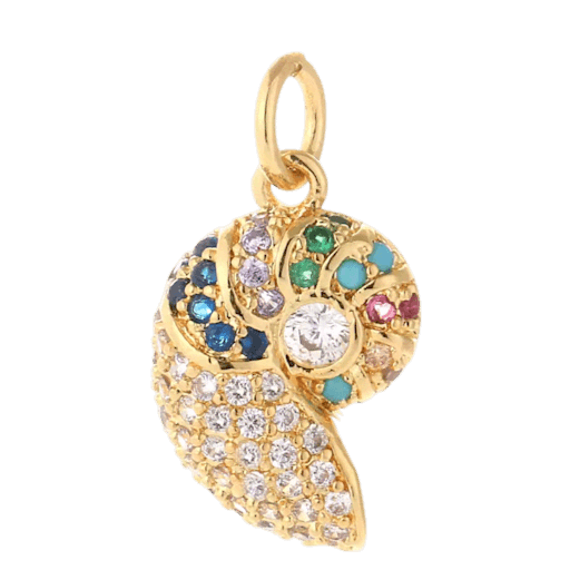 Gold charm with a red cherry on it