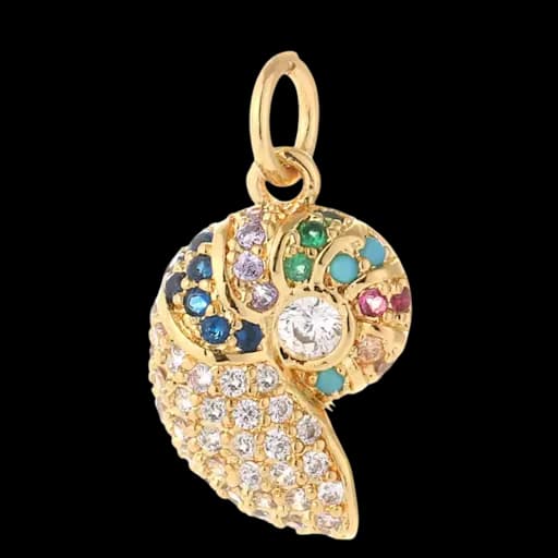 Gold charm with a red cherry on it